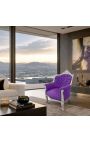 Sillón príncipe estilo barroco terciopelo morado y madera de plata - 7