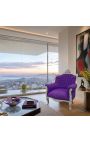 Poltrona in stile barocco di velluto viola e legno argento - 5