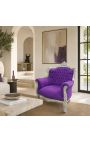 Käsiistuin "prinssi" Baroque-tyyli purppu velvet ja hopea puu - 4
