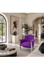 Sillón príncipe estilo barroco terciopelo morado y madera de plata - 11