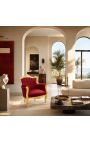 Poltrona "principale" in stile barocco di velluto rosso bordeaux e legno dorato - 5