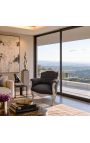 Sillón "principesco" de estilo barroco en terciopelo negro y madera plata - 7