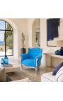 Sillón "principesco" turquesa y madera de estilo barroco plata - 2