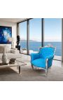 Poltrona in stile barocco turchese blu e argento - 7
