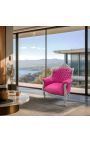 Poltrona "princese" in stile barocco di velluto rosa e legno argento - 10