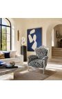 Grand fauteuil de style Baroque tissu zèbre et bois argenté - 2