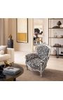 Grand fauteuil de style Baroque tissu zèbre et bois argenté - 6