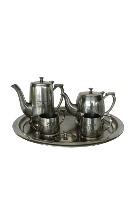 5-piece coffee and tea in silver brass "Grand Hotel"