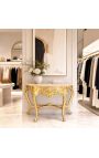 Console de style baroque en bois doré et marbre beige - 6