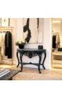 Baroka konzola ar melnu lakētu koka un melnu marmoru - 7