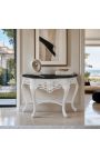 Стиль барокко консоли в белый лакированный дерево и Мрамор черный - 2