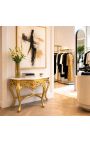 Barokne konsool kullatud puidu ja valge marmoriga - 5