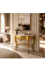 Barokna konzola s pozlaćenim drvom i bijelim mramorom - 3