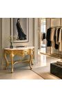 Console de style baroque en bois doré et marbre blanc - 4