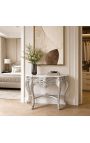 Consola de estilo barroco em madeira prateada e mármore branco - 4
