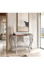Barokke console met verzilverd hout en rood marmer - 4