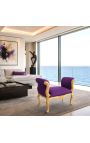 Barock Bank Louis XV Stil lila Stoff und antike Gold Holz - 6