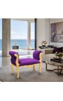 Barokke bank Louis XV-stijl paarse stof en antiek goud hout - 8
