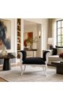 Baroc Louis XV Bench negru catifea si lemn de catifea si lemn de argint - 3