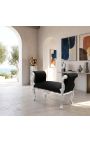 Μπαρόκ Louis XV Bench μαύρο βελούδινο ύφασμα και ασημένιο ξύλο - 2