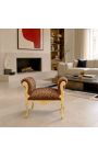 Barokk Louis XV Bench Leopard Fabric ja Gold Wood - 3