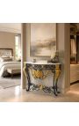 Console en fer forgé de style Louis XV avec marbre blanc - 3
