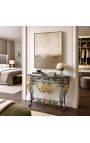 Wrought iron console in Louis XV style with green marble - 4