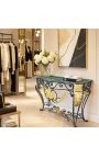 Console de ferro forjado estilo Luís XV com mármore verde - 6