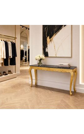 Große Barockkonsole aus Blattgold und schwarzem Marmor - 2