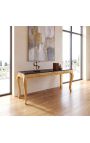 Large Baroque console gold leaf made and black marble - 4