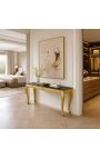 Large Baroque console gold leaf made and black marble - 10
