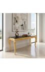 Large Baroque console gold leaf made and black marble - 6
