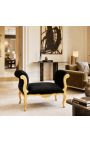 Baroque bench Louis XV style black fabric and gold wood - 6
