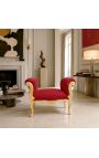 Barock Louis XV bänk vinröd sammetstyg och guldträ - 2