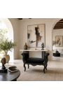 Barockbank Louis XV Stil schwarzer Samt und lackiertes schwarzes Holz - 3