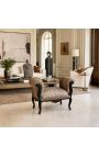 Μπαρόκ Louis XV Bench Leopard ύφασμα και μαύρο ξύλο - 4