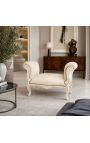 Barok Louis XV Bench beige stof og beige patineret træ - 4