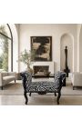 Baroc Louis XV Bench Zebra Fabric și lemn negru - 3