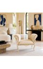 Μπαρόκ Louis XV Bench μπεζ ύφασμα και μπεζ πατινοποιημένο ξύλο - 3