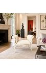Barocca Louis XV Tessuto beige panca e legno beige patinato - 2