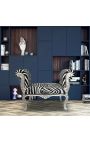 Barokk Louis XV Pad Zebra szövet és ezüst fa - 8