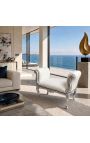 Banco barroco Louis XV Estilo de leña blanca y madera de plata. - 5