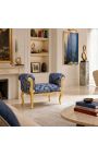 Barroco Louis XV Banco azul con "gobelins" patrones de tela y madera de oro. - 2