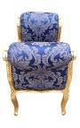Baroque Louis XV pad kék "Gobelins" minták szövet és arany fa - 10