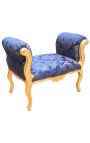 Barok Louis XV Bench Blue med "Gobelins" mønstre stof og guld træ - 9