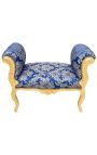 Barroco Louis XV Banco azul con "gobelins" patrones de tela y madera de oro. - 1