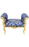 Baroc Louis XV Benz albastru cu gobelins modele de țesătură și lemn de aur - 4