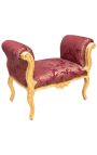Barokk Louis XV Bench punane "gobeliins" mustrid kangast ja kulla puit - 8