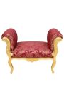 Barokk Louis XV Bench punane "gobeliins" mustrid kangast ja kulla puit - 1