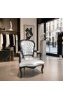 Barokk-tugitool Louis XV Style Naharettere'i hõbe ja must puit - 2